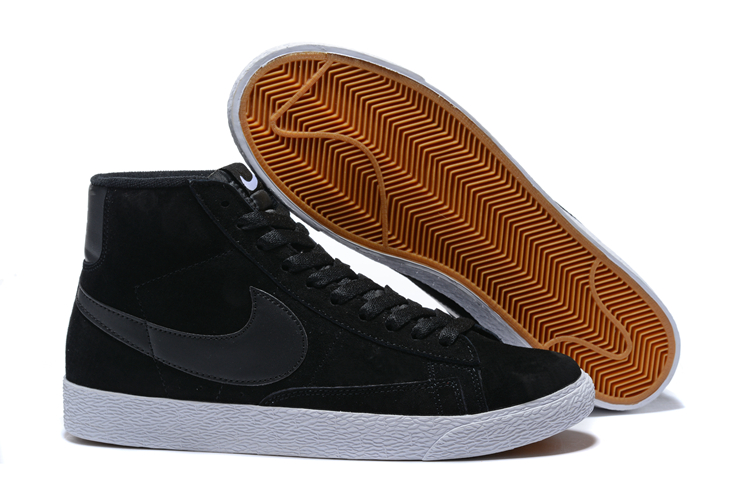 Women Nike Blazer Mid PRM VNTG Black White Gum Sole Shoes - Click Image to Close